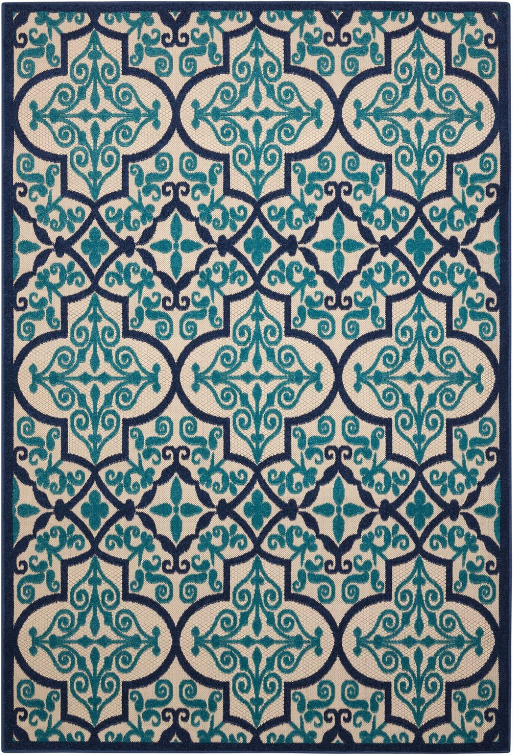 HomeRoots 10' Blue and Ivory Indoor Outdoor Area Rug - Stylish, Durable, Easy-Clean for Any Living Space! 479303