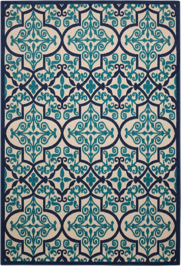 HomeRoots 10' Blue and Ivory Indoor Outdoor Area Rug - Stylish, Durable, Easy-Clean for Any Living Space! 479303