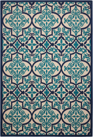 Homeroots 10' X 13' Navy Ikat Non Skid Indoor Outdoor Area Rug  Polypropylene 479303