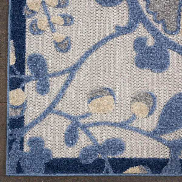 HomeRoots 5' Elegant Blue and Gray Indoor Outdoor Area Rug - Durable, Soft, Versatile for Any Space! 479317