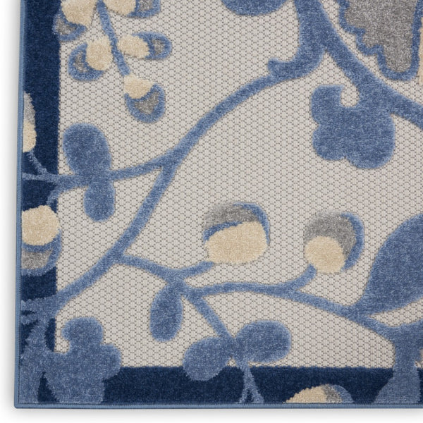 HomeRoots 5' Elegant Blue and Gray Indoor Outdoor Area Rug - Durable, Soft, Versatile for Any Space! 479317