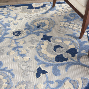 HomeRoots 5' Elegant Blue and Gray Indoor Outdoor Area Rug - Durable, Soft, Versatile for Any Space! 479317