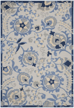 Homeroots 6' X 9' Blue And Grey Toile Non Skid Indoor Outdoor Area Rug  Polypropylene 479318