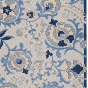 Homeroots 6' X 9' Blue And Grey Toile Non Skid Indoor Outdoor Area Rug  Polypropylene 479318