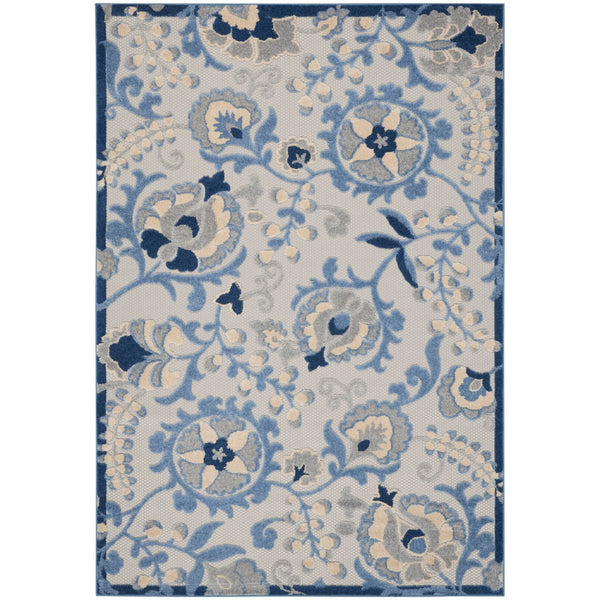 Homeroots 9' X 12' Blue And Grey Toile Non Skid Indoor Outdoor Area Rug  Polypropylene 479319