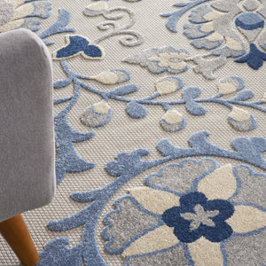 HomeRoots 10' Blue and Gray Indoor Outdoor Area Rug – Durable, Easy-Clean, Stylish for High-Traffic Spaces 479320