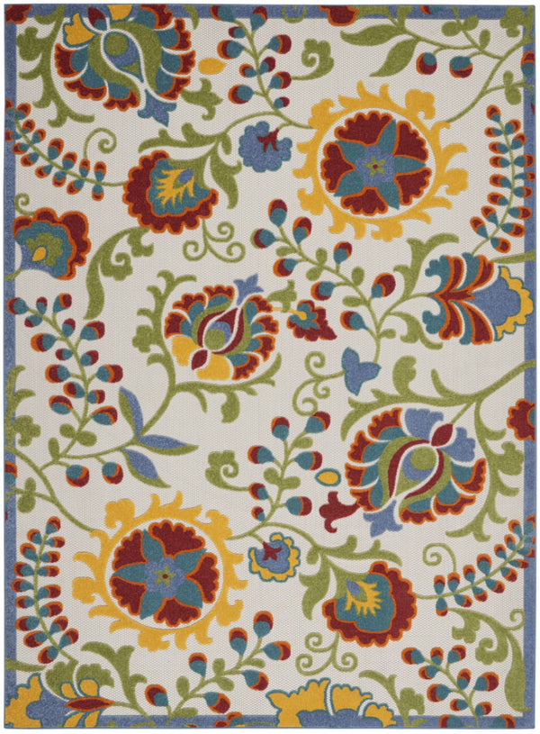 HomeRoots 10' Green and Ivory Indoor Outdoor Area Rug - Durable, Low-Maintenance Design for High-Traffic Spaces 479328