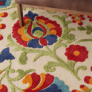 Homeroots 10' X 13' Beige Orange And Red Toile Non Skid Indoor Outdoor Area Rug  Polypropylene 479330