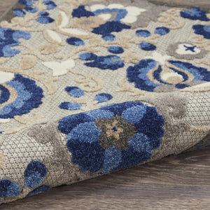 HomeRoots 10' Blue and Gray Area Rug - Stylish Indoor/Outdoor Design, Durable, Easy-Clean for High-Traffic Spaces 479331