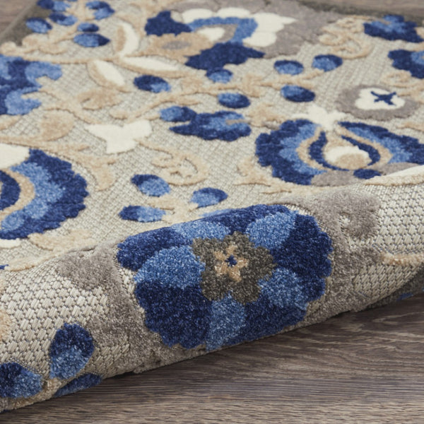 HomeRoots 10' Blue and Gray Area Rug - Stylish Indoor/Outdoor Design, Durable, Easy-Clean for High-Traffic Spaces 479331