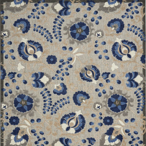 Homeroots 10' X 13' Natural And Blue Toile Non Skid Indoor Outdoor Area Rug  Polypropylene 479331