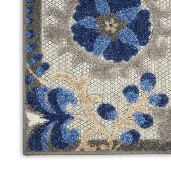 HomeRoots 10' Blue and Gray Area Rug - Stylish Indoor/Outdoor Design, Durable, Easy-Clean for High-Traffic Spaces 479331