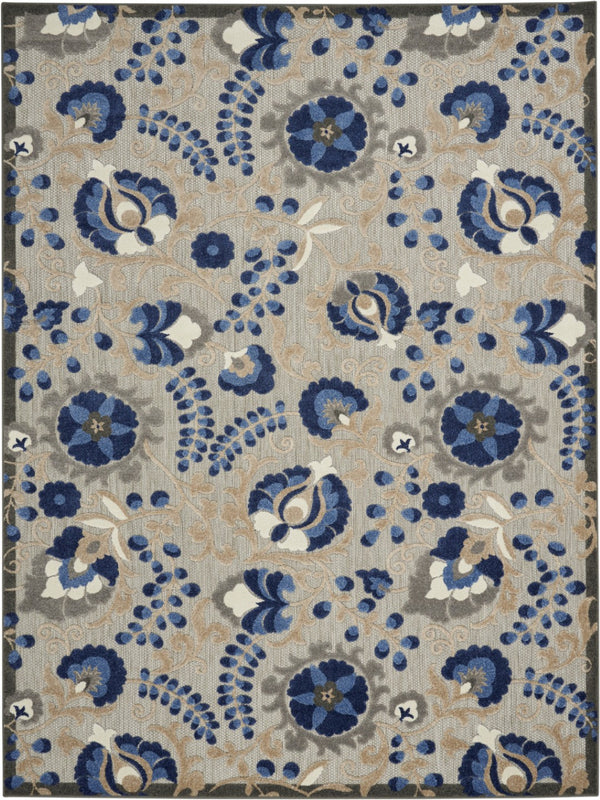 HomeRoots 10' Blue and Gray Area Rug - Stylish Indoor/Outdoor Design, Durable, Easy-Clean for High-Traffic Spaces 479331