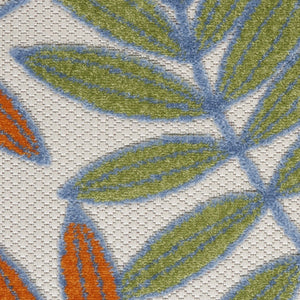 HomeRoots 5' Coastal-Inspired Ivory and Blue Round Area Rug for Indoor & Outdoor Spaces - Durable & Stylish 479340