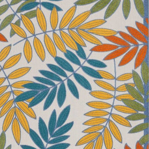HomeRoots 7' Stylish Ivory and Blue Floral Area Rug – Durable Indoor/Outdoor Design for High-Traffic Spaces 479341