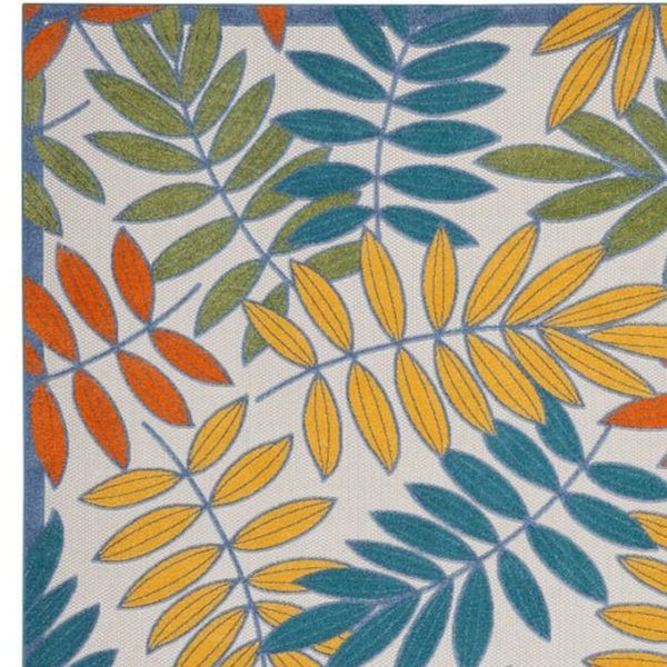 HomeRoots 9' X 12' Elegant Ivory and Blue Floral Indoor Outdoor Area Rug for Stylish, Durable Spaces 479344