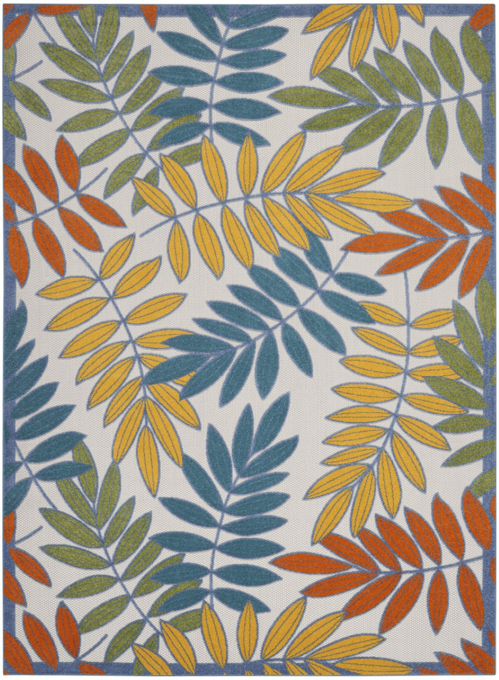 HomeRoots 10' Contemporary Ivory and Blue Indoor-Outdoor Area Rug for Stylish Living Spaces & Patios 479345