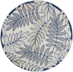 HomeRoots 8' Round Ivory and Blue Indoor Outdoor Area Rug - Durable, Soft, and Stylish for Any Space! 479352