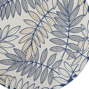 HomeRoots 8' Round Ivory and Blue Indoor Outdoor Area Rug - Durable, Soft, and Stylish for Any Space! 479352