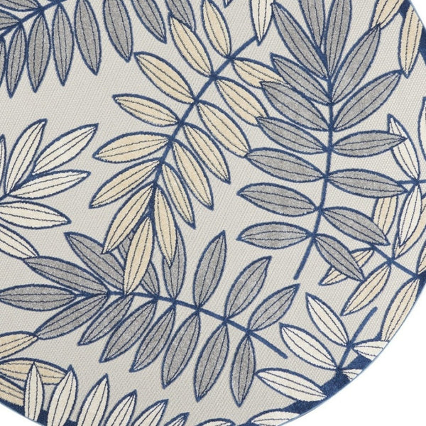 HomeRoots 8' Round Ivory and Blue Indoor Outdoor Area Rug - Durable, Soft, and Stylish for Any Space! 479352