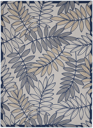 Homeroots 10' X 13' Ivory And Navy Floral Non Skid Indoor Outdoor Area Rug  Polypropylene 479354
