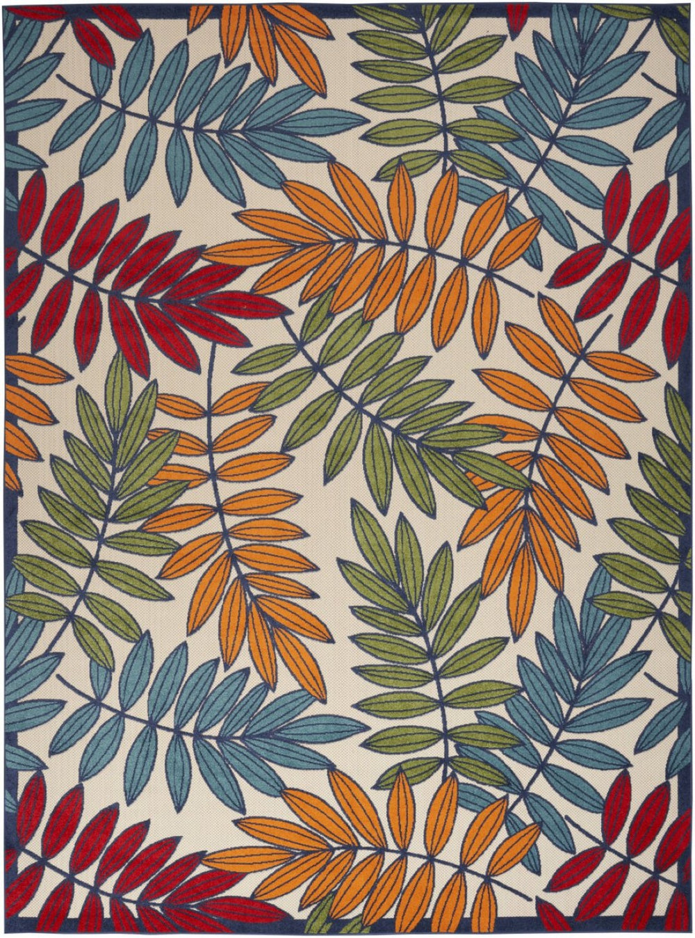 HomeRoots 9' Blue and Beige Indoor Outdoor Area Rug - Durable, Stylish Floral Design for High-Traffic Areas 479355