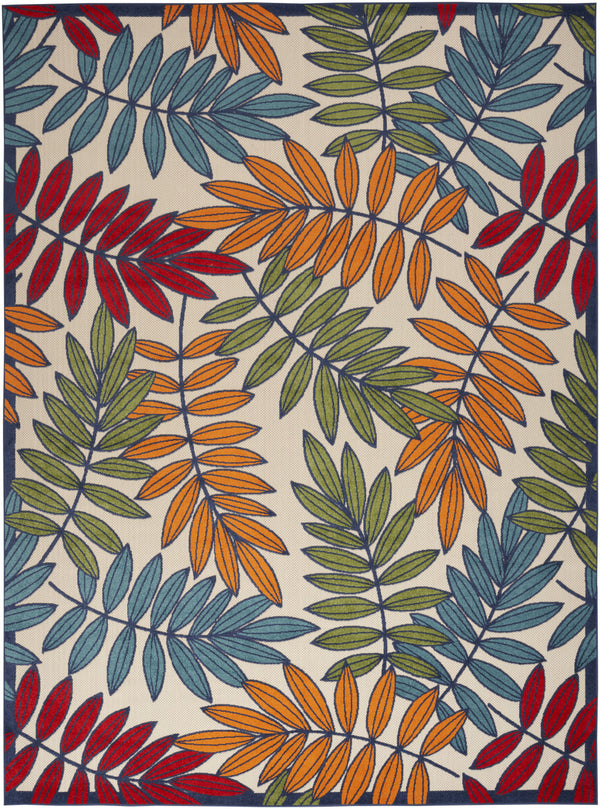 Homeroots 9' X 12' Beige Green And Orange Floral Non Skid Indoor Outdoor Area Rug  Polypropylene 479355