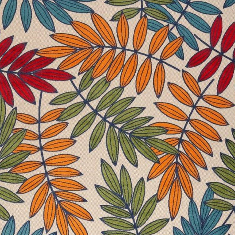 Homeroots 9' X 12' Beige Green And Orange Floral Non Skid Indoor Outdoor Area Rug  Polypropylene 479355