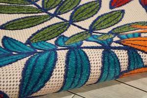 HomeRoots 10' Blue and Beige Elegant Indoor Outdoor Area Rug - Durable, Low Maintenance, Floral Design for Any Space 479356