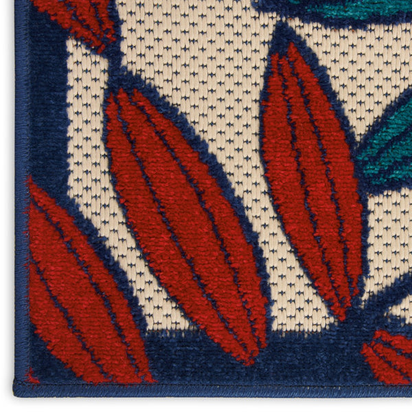 HomeRoots 10' Blue and Beige Elegant Indoor Outdoor Area Rug - Durable, Low Maintenance, Floral Design for Any Space 479356