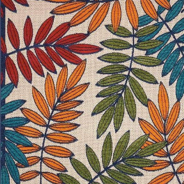 HomeRoots 10' Blue and Beige Elegant Indoor Outdoor Area Rug - Durable, Low Maintenance, Floral Design for Any Space 479356