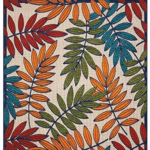 HomeRoots 10' Blue and Beige Elegant Indoor Outdoor Area Rug - Durable, Low Maintenance, Floral Design for Any Space 479356