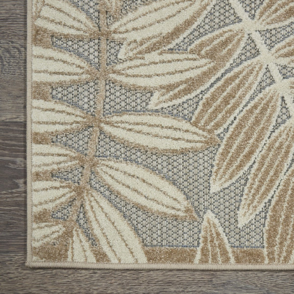 HomeRoots 10' Gray and Ivory Indoor Outdoor Area Rug - Elegant Floral Design, Durable, Easy to Clean & Slip-Resistant 479357