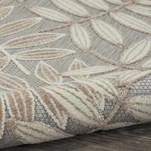 HomeRoots 10' Gray and Ivory Indoor Outdoor Area Rug - Elegant Floral Design, Durable, Easy to Clean & Slip-Resistant 479357