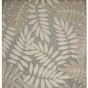 HomeRoots 10' Gray and Ivory Indoor Outdoor Area Rug - Elegant Floral Design, Durable, Easy to Clean & Slip-Resistant 479357