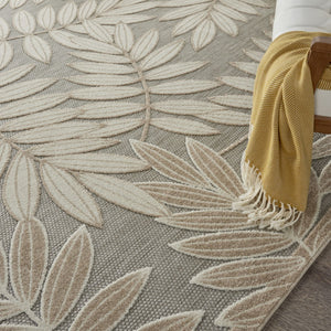 HomeRoots 10' Gray and Ivory Indoor Outdoor Area Rug - Elegant Floral Design, Durable, Easy to Clean & Slip-Resistant 479357