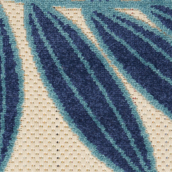 HomeRoots 10' Coastal-Inspired Blue & Ivory Indoor Outdoor Area Rug – Durable, Stylish, Easy-Clean Design! 479358