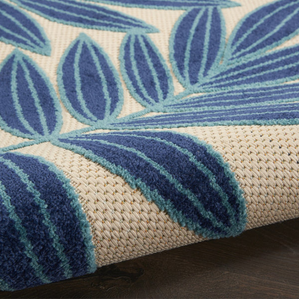 HomeRoots 10' Coastal-Inspired Blue & Ivory Indoor Outdoor Area Rug – Durable, Stylish, Easy-Clean Design! 479358