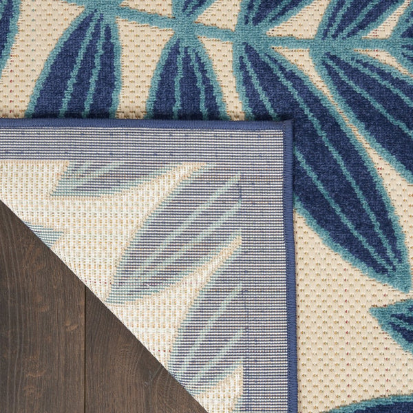 HomeRoots 10' Coastal-Inspired Blue & Ivory Indoor Outdoor Area Rug – Durable, Stylish, Easy-Clean Design! 479358