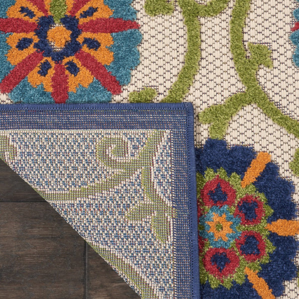 HomeRoots 10' Blue Indoor Outdoor Area Rug – Durable Floral Design for Stylish Living Spaces & Patios 479359