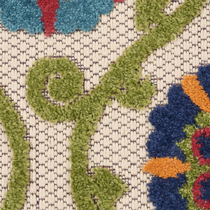HomeRoots 10' Blue Indoor Outdoor Area Rug – Durable Floral Design for Stylish Living Spaces & Patios 479359