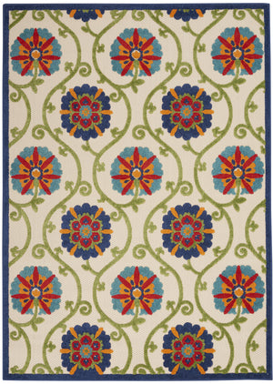Homeroots 10' X 13' Blue Floral Non Skid Indoor Outdoor Area Rug  Polypropylene 479359