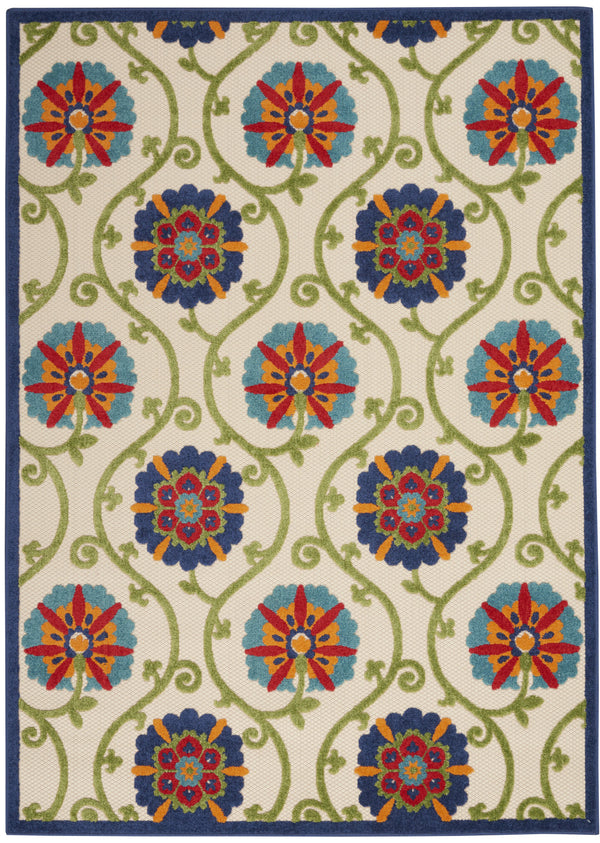 Homeroots 10' X 13' Blue Floral Non Skid Indoor Outdoor Area Rug  Polypropylene 479359