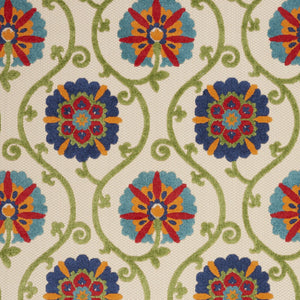 Homeroots 10' X 13' Blue Floral Non Skid Indoor Outdoor Area Rug  Polypropylene 479359