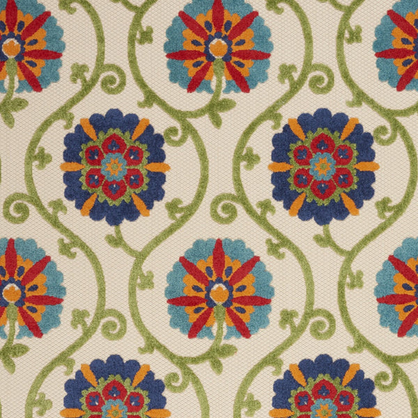 Homeroots 10' X 13' Blue Floral Non Skid Indoor Outdoor Area Rug  Polypropylene 479359