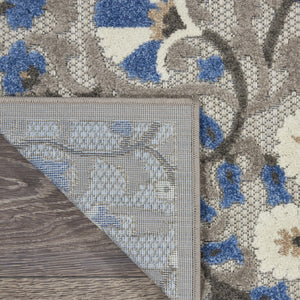 HomeRoots 10' Gray Indoor Outdoor Area Rug - Stylish Floral Design for Patios, Living Rooms & Easy Maintenance 479361