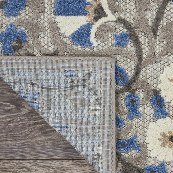 HomeRoots 10' Gray Indoor Outdoor Area Rug - Stylish Floral Design for Patios, Living Rooms & Easy Maintenance 479361