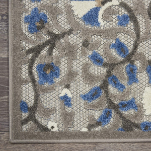 HomeRoots 10' Gray Indoor Outdoor Area Rug - Stylish Floral Design for Patios, Living Rooms & Easy Maintenance 479361