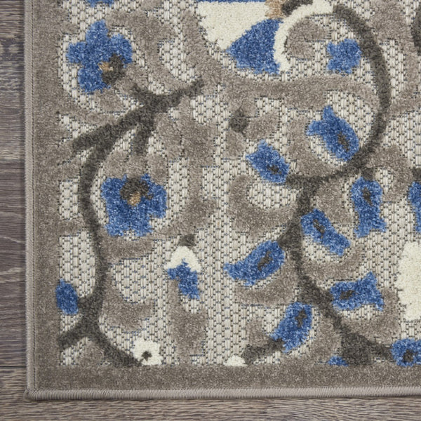 HomeRoots 10' Gray Indoor Outdoor Area Rug - Stylish Floral Design for Patios, Living Rooms & Easy Maintenance 479361
