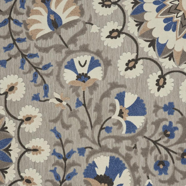 HomeRoots 10' Gray Indoor Outdoor Area Rug - Stylish Floral Design for Patios, Living Rooms & Easy Maintenance 479361
